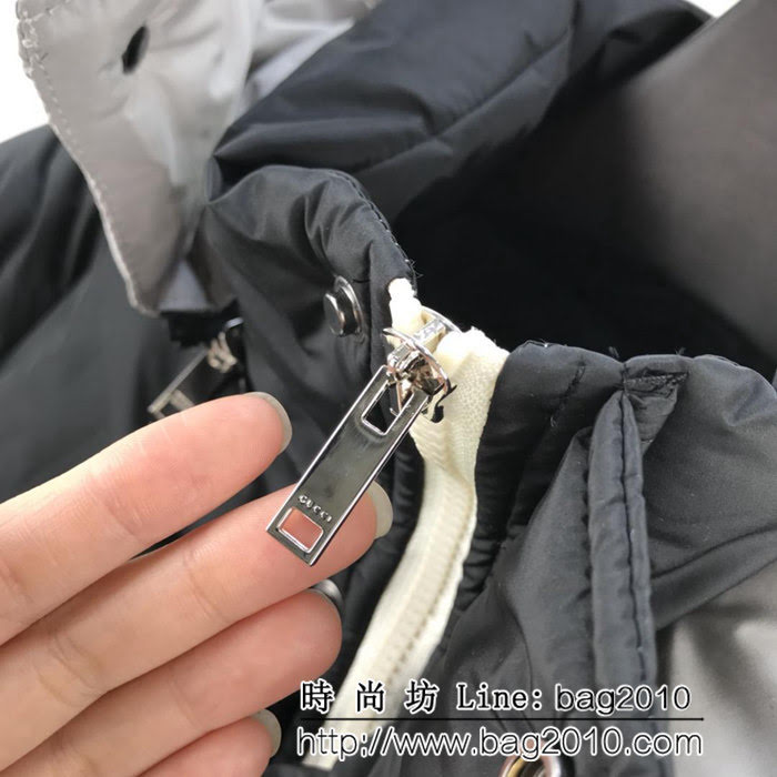 GUCCI古馳 18秋冬最新款 撞色拼接 手臂經典織帶logo 中長款 棉服外套 男女同款 ydi1743